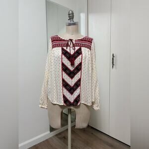 Cloud Chaser Women's Cream Bohemian Long Sleeve Blouse Small